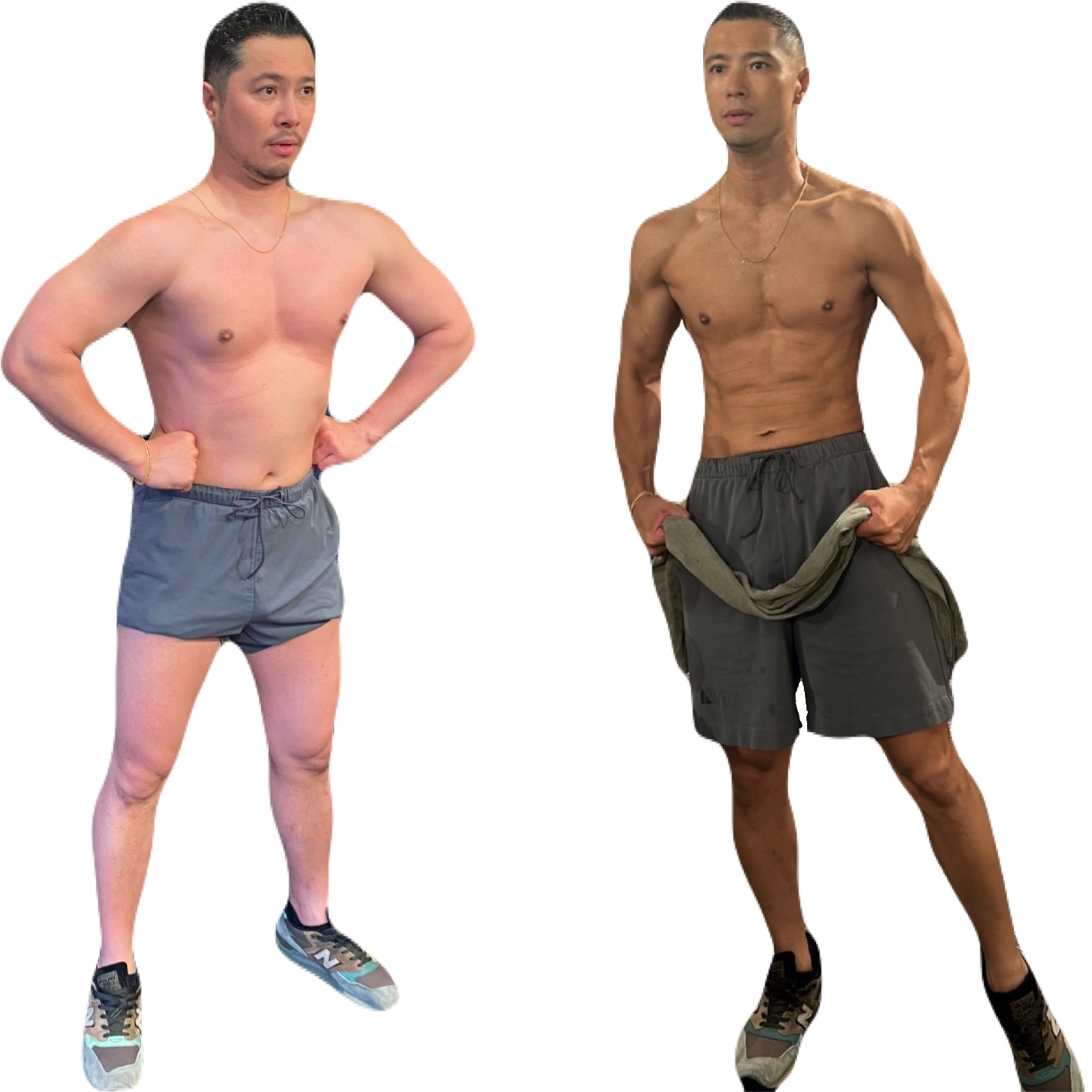 <div style="text-align:center;"> After →</div>
<br> After working as a sales manager at Mr. Hollywood, which operates the brand N.HOOLYWOOD, he is now working as a freelance salesman dealing mainly in apparel. He placed 5th in a physique competition held last year.