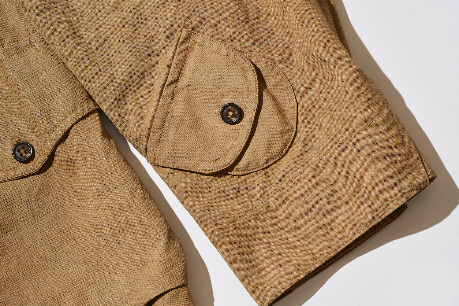 The flap pocket on the left sleeve cuff is for storing a compass. The long flap and the position of the pocket are very distinctive.