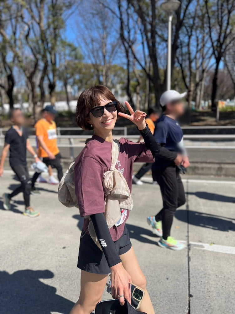 「2025 名古屋シティハーフ」での1枚。ちなみに「名古屋シティハーフ」に初参加したのは2014年のことで、その翌日にプロポーズを受けたという、安田さんにとって特別な大会です。