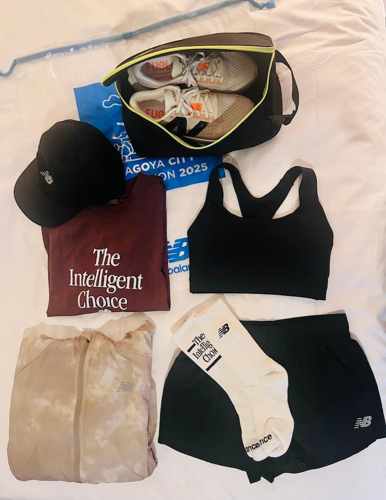 「2025 名古屋シティハーフ」に参加したときは、文字通り頭の先から爪の先まで全身を〈ニューバランス〉で。